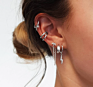 Dainty Stainless Steel Hoops with Diamond Pave Huggie Earrings Non Tarnish Gold Plated Lightning Bolt Charm Earrings