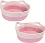 2 Pack Cute Small Cat Ear Empty Gift Basket for Shelf Cotton Woven Rope Basket for Baby Room Storage