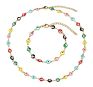 Stylish Multi Color Gold Plated Enamel Evil Eyes Bracelet Necklace Oil Dripping Beads Eyes Anklet Bracelet