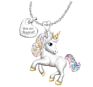 Cute Rainbow Unicorn Jewelry Set Silver Color Children's Necklace Ring Jewelry Sets Cartoon Animal Jewelry Birthday Gifts