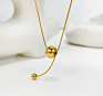 N0561 Design Ball Pendant Layered Necklace Women Dainty Stainless Steel Beaded Herringbone Chain Necklaces Jewelry