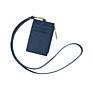 Student Id Name Card Holder Genuine Leather Id Badge Card Holder Wallet with Zipper and Lanyard
