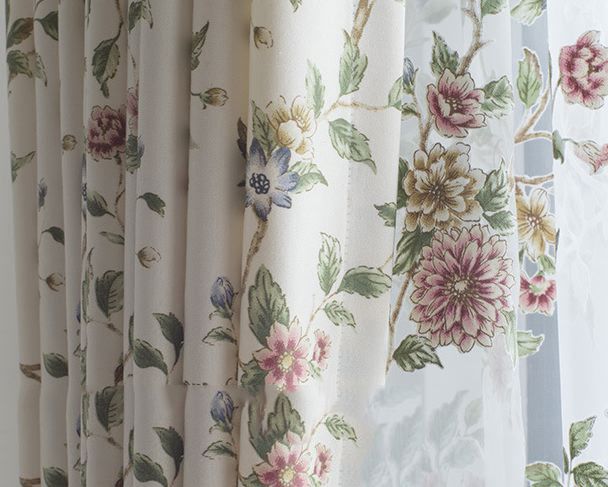 Cotton Floral Print Curtain Panels