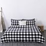 100% Cotton 4 Piece Bedding Set Plaid Checker Pattern Minimalist Style Twin Queen King Size Fitted Sheet Bedding Set