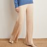 100 Pure Cashmere Rib Knitted Womens Loose Wide Leg Pants