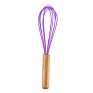 10 Inch Manual Balloon Wire Egg Beater Egg Frother Blending Silicone Whisking Whisk with Wooden Handle