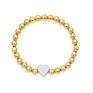 18K Real Gold Plated 6Mm Brass round Beads Personalized Diy Enamel Heart Charm Bracelet for Women Girls