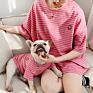 2021Luxury Plain Cotton Customized Striped T Shirts Dog Clothes for Pet and Owners Clothing