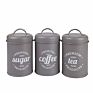 3Pcs Vintage Tea Coffee Sugar Galvanized Metal Kitchen Canisters Sets with Lids