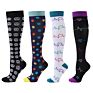 4 Pair Design High Running Travel Logo Nurse Nursing Socks Compression Set