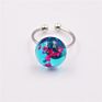 Adjustable Size Brass Acrylic Ring Handmade Craft Latest Real Dried Flower Resin Engagement Rings