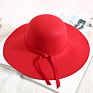 Allch Rts Polyester Women Fedora Wide Brim Camel Color Felt Floppy Hat