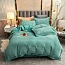 American Style Fleece Light Gray Velvet 4Pcs Bed Set
