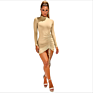 Arrivals Fall Solid Color Woman Dress Bodycon Long Sleeve Thicken Turtleneck Shirring Dress