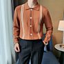 Autumn Fluffy Knitted Top Men's Sweater Solid Color Long Sleeve Warm Lapel Cardigan Coat