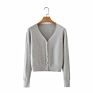 Autumn Korean Version V-Neck Solid Color Top Split Color Ladies Jersey Sweater Vintage