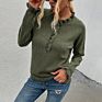 Autumn Women Wear European and American Knit Sweater Wooden Ear Button Sweater Women's