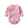 Baby Clothing Baby Kimono Bodysuit Side-Snap Long Sleeve Super Soft 100% Cotton Plain Color Mitten-Cuff Shirt