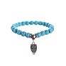 Bird Owl Elephant Pendant Simulated Turquoise Beaded Bracelet Cross Charm Natural Turkey Turquoise Stone Bracelet