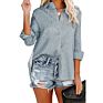 Blusa Ladies Blouses Elegant Embossed Long Sleeve Button down Women Shirts