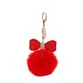 Bm1110 Purple Bow Rhinestone Pom Pom Keychain Fluffy Ball Key Chain Faux Fur Ball Keyrings for Girls Women