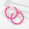 Bohemian Flat round Polymer Polymer Clay Loose Spacer Beads Women Circle Hoop Earrings Statement Jewelry Gift Accessories
