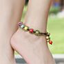 Bohemian Style Anklet, Semi-Precious Stone Wax Rope Hand-Woven Anklet, Jewelry