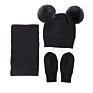 Boys Girls Kids Toddles Baby Knitted Beanie 3Pcs Hats Gloves Scarfs with Faux Fur Pom Pom