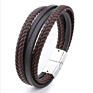 Bracelet Men Multilayer Leather Bangles Magnetic-Clasp Cowhide Braided Multi Layer Wrap Bracelet Armband Pulsera Hombre