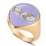 Brass 18K Gold Plated Colorful Enamel Signet Alien Shape Rings for Girls