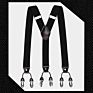 Brown Plaid Color Formal 6 Clips Braces Women Adjustable Polyester Suspenders