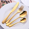 Buygo 4 Pcs 1010 Cutlery Gift Set Fork Knife Spoon Restaurant Party Tableware Eating Utensils Black Flatware Silverware Set