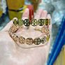 Camellia Rose Flower Diamond Jewelry Gold Plated Bracelet Rhinestone Bangle Bracelet for Women Wedding