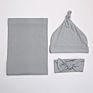 C'dear 3 Packs Swaddle Infant Baby 100% Cotton Jersey Swaddle Wrap Sets with Baby Hat & Headband Accept Customized