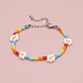 Charm Daisy Flower Beads Bracelet Bangle for Women , Bohemia Handmade Crystal Seed Beads Daisy Bracelet