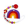 Chewable Rainbow Teether Toy and Silicone Letter Rainbow Dummy Nipple Holder Chain Baby Teething Set