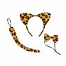 Children Baby Plush Fabric Animal Hair Accessories Cat Ears Leopard Tiger Tail Bow Hair Ties Kids Halloween Head Bands Headband
