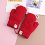 Children Hanging Neck Mittens Gloves Warm Thick Kid Cut Cartoon Bear Full Finger Knitting Gloves