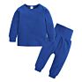 Children Pajamas Kids Plain Color Ribbed Cotton Pajamas Sets Kids Long Sleeves Sleepwear