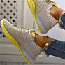 Colorblock Breathable Knitting Women's Tennis Shoes Lace up Woven Air Cushion Sneakers Sports Running Shoes