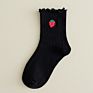 Colorful Fruit Embroidery Cartoon Socks Women Agaric Ruffle Edge Pile Socks Caramella Socks