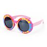 Colorful Retro Cartoon Silicone round Kids Polarized Sunglasses with Strip