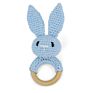 Cotton Crochet Bunny Rattle Baby Teether Beads Ring Wooden Teething