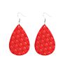 Creative Handmade Light Weight Flower Print Teardrop Earrings Leather Earrings for Women Party Wedding Jewelry