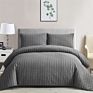 Crinkle Seersucker Fabric Bedding Set King Size Gray Quilt Cover Pillow Set 3-Piece