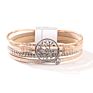 Cross-Border Explosive Bracelet Tree of Life Diamond Alloy Bracelet Pu Woven Leather Bracelet