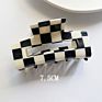 Cross-Border French Irregular Acetate Hair Claw Clip Black and White Board Checkered Large Shark Hair Clip for Women