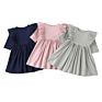 Customized Ruffle Sleeve Design Ladies Girl Solid Cotton Twirl Casual Elegant Baby Girl Casual Wear Casual Dresses