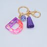 Cute English Letter Pendant Key Chains Ring Tassel Keyring Resin Acrylic Initial Car Handbag Keychain Holder Accessories Jewelry
