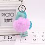 Cute Faux Fluffy Plush Ball Keyring Car Key Chain Women Handbag Pompom Lovely Leather Seahorse Pompom Keychain